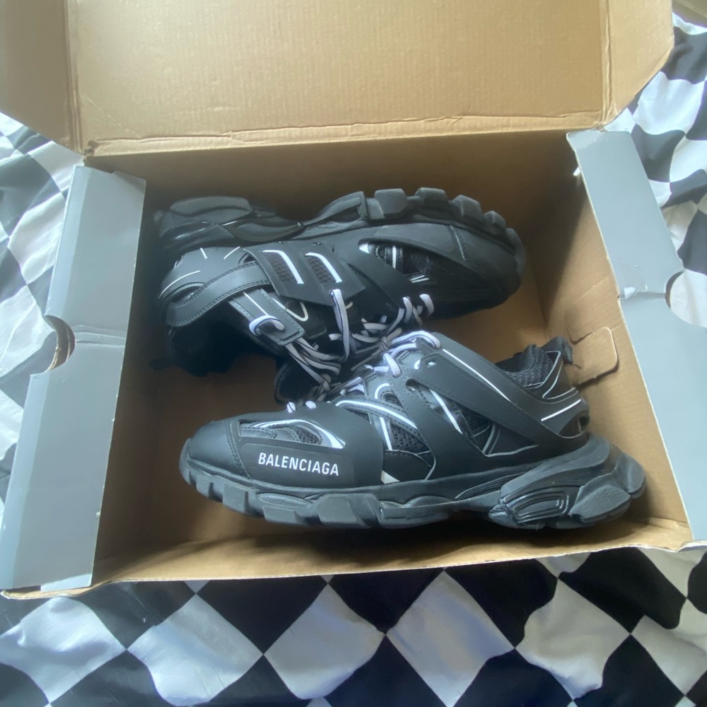 Balenciaga Charcoal and White Athletic Shoes